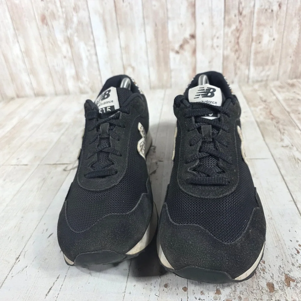 New Balance 515 Womens Black Leopard Print Suede Mesh Sneakers WL515AH3 Size 11